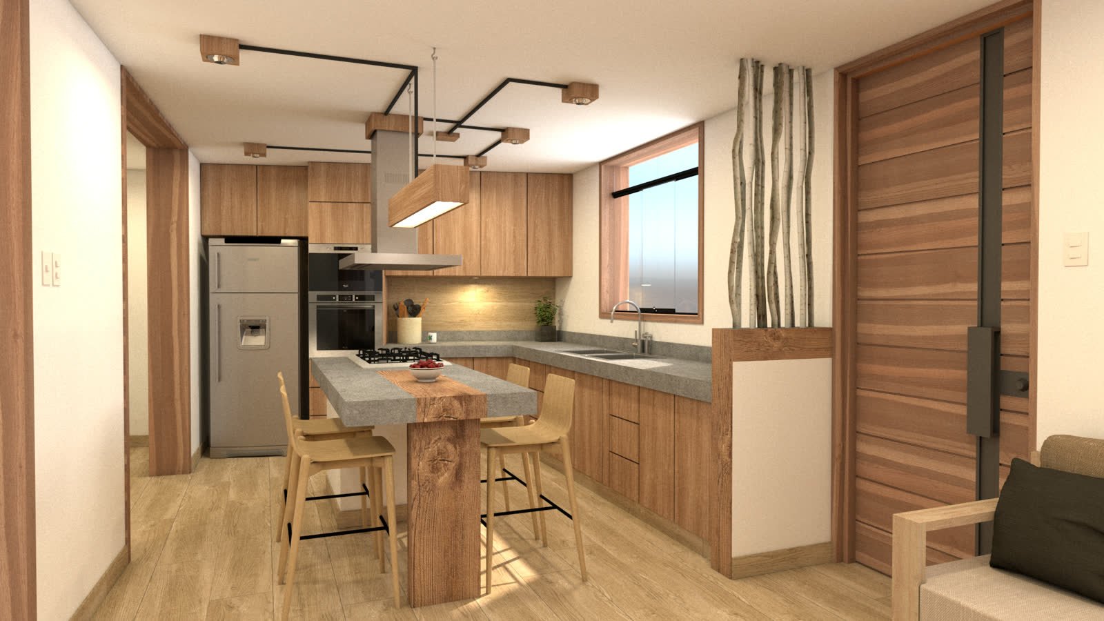 Casa Urrelo, vivienda e interiorismo en Cajamarca, visualización de anteproyecto de HK BLUE GREEN — imagen 3 de 5