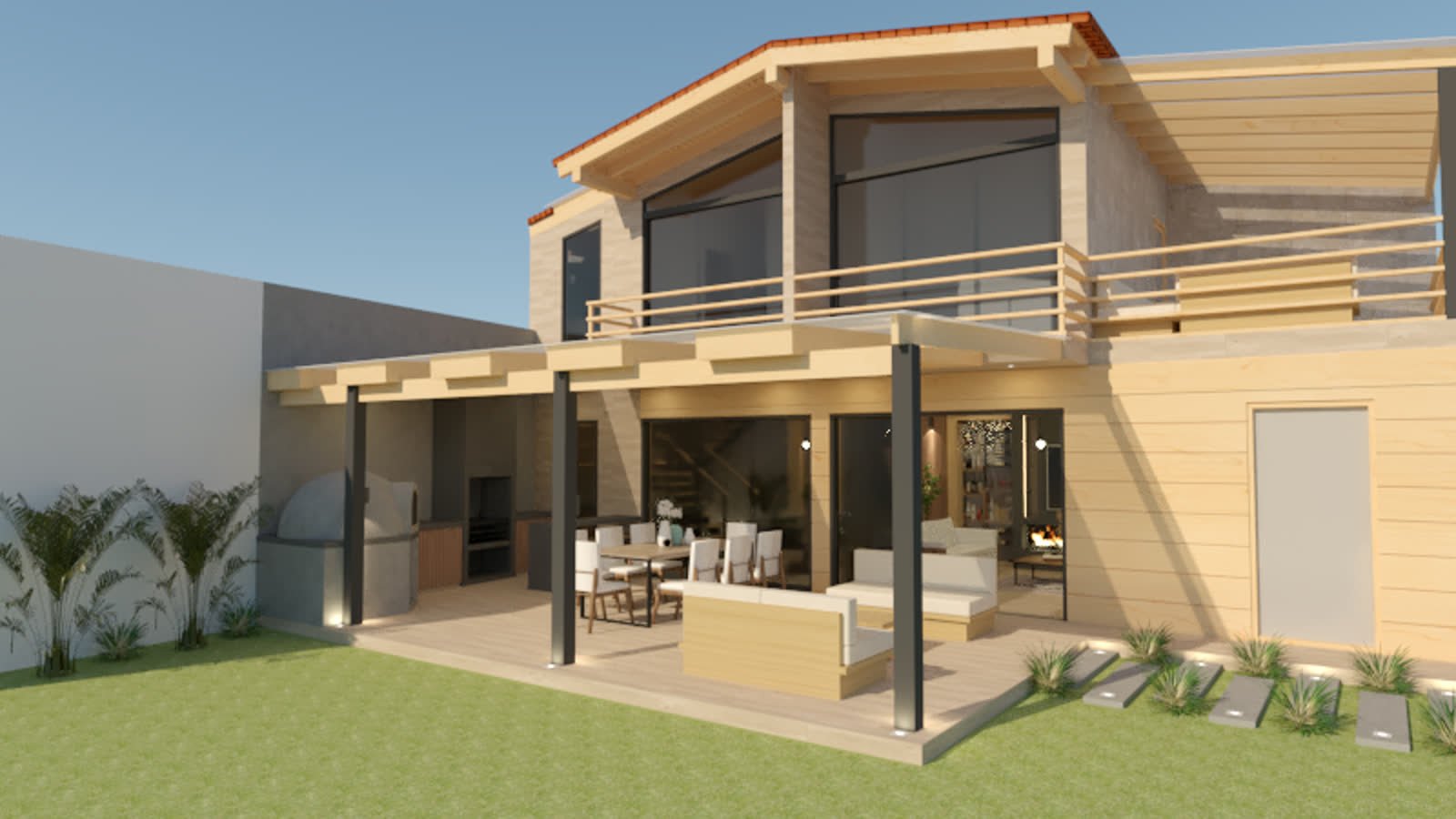 Chalet YD, vivienda unifamiliar en Cajamarca, visualización de anteproyecto de HK BLUE GREEN — imagen 4 de 6