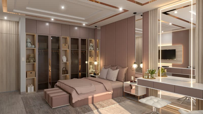 Dormitorio Rose, dormitorio en Cajamarca, visualización de anteproyecto de HK BLUE GREEN